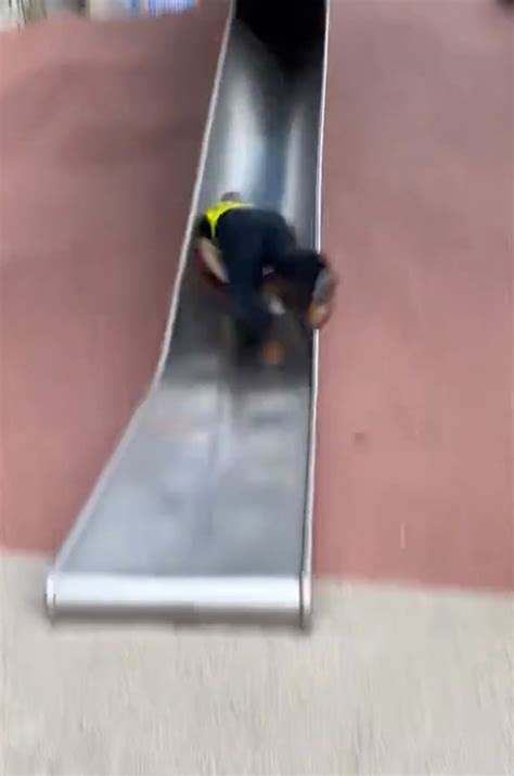 A Boston police officer was injured after he was seen on video taking a violent ride down a giant metal slide at City Hall Plaza. The cop’s tumultuous tumble …